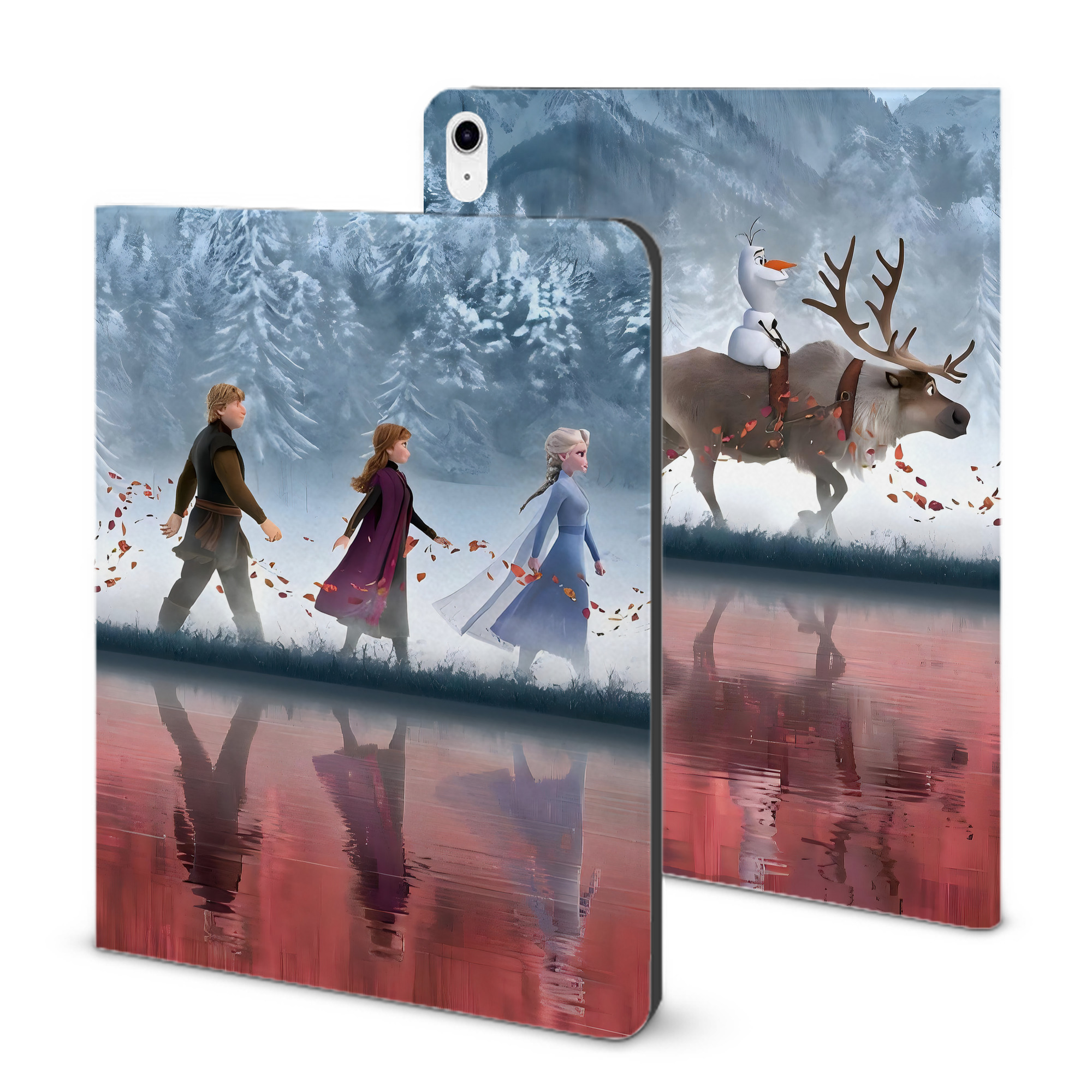 （画像用） アナと雪の女王 アンナ エルサ Frozen Anna Elsa IPad ケース ブック型 PUレザー TPU 耐衝撃 軽量 薄型 ペン収納なし 全面保護 IPad 各モデル対応